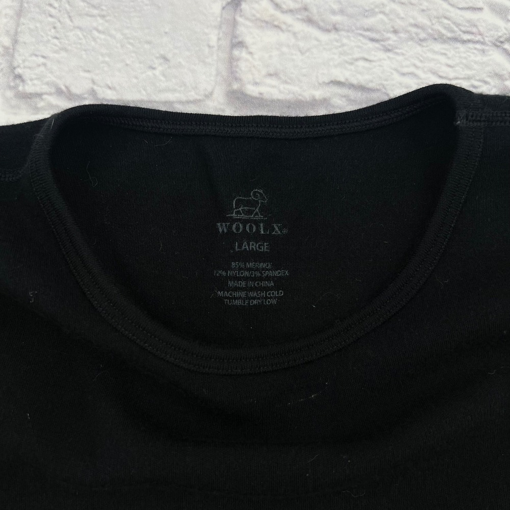 Woolx Merino Wool Base Layer Top Womens Large Black Long Sleeve Thermal Crewneck - Picture 4 of 9